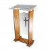 FixtureDisplays® Wood Acrylic Podium, Optional Cross Plain Front Panel, 46.7