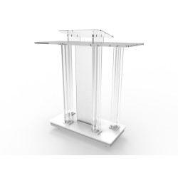 FixtureDisplays® Acrylic & MDF Podium w/ Casters, Floor Standing Lectern, Elevated Reading Surface, Rolling Pulpit 21060