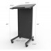 FixtureDisplays® Floor Standing Pulpit Lectern Podium w/ Casters, Heavy Duty Steel Frame, Rolling Podium 21307-BLACK