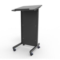 FixtureDisplays® Floor Standing Pulpit Lectern Podium w/ Casters, Heavy Duty Steel Frame, Rolling Podium 21307-BLACK