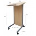 FixtureDisplays® Floor Standing Pulpit Lectern Podium w/ Casters, Heavy Duty Steel Frame, Rolling Podium 21307-MAPLE