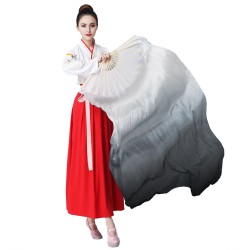 FixtureDisplays® 1 PCS 1.5m Women Faux Silk Dance Fan Veil, Chinese-style Watercolor Ink Gradient Color Dance Fan 21969