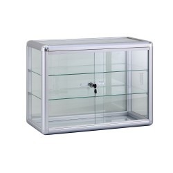 2 SHELF- SILVER ALUMINUM SHOWCASE AKO0385