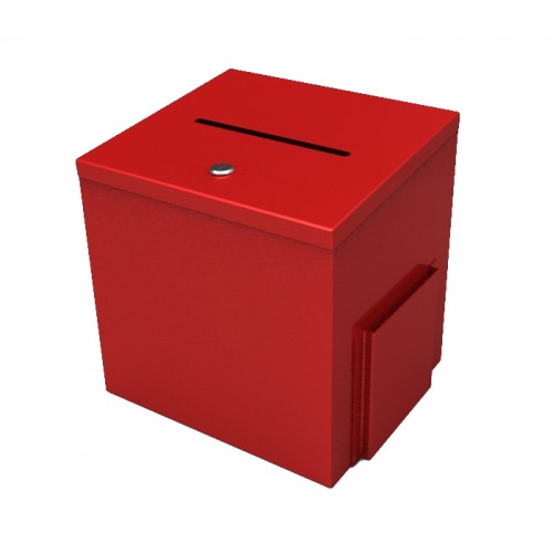 FixtureDisplays® Box, Red Metal Donation Suggestion 9 x 9 x 9 10918